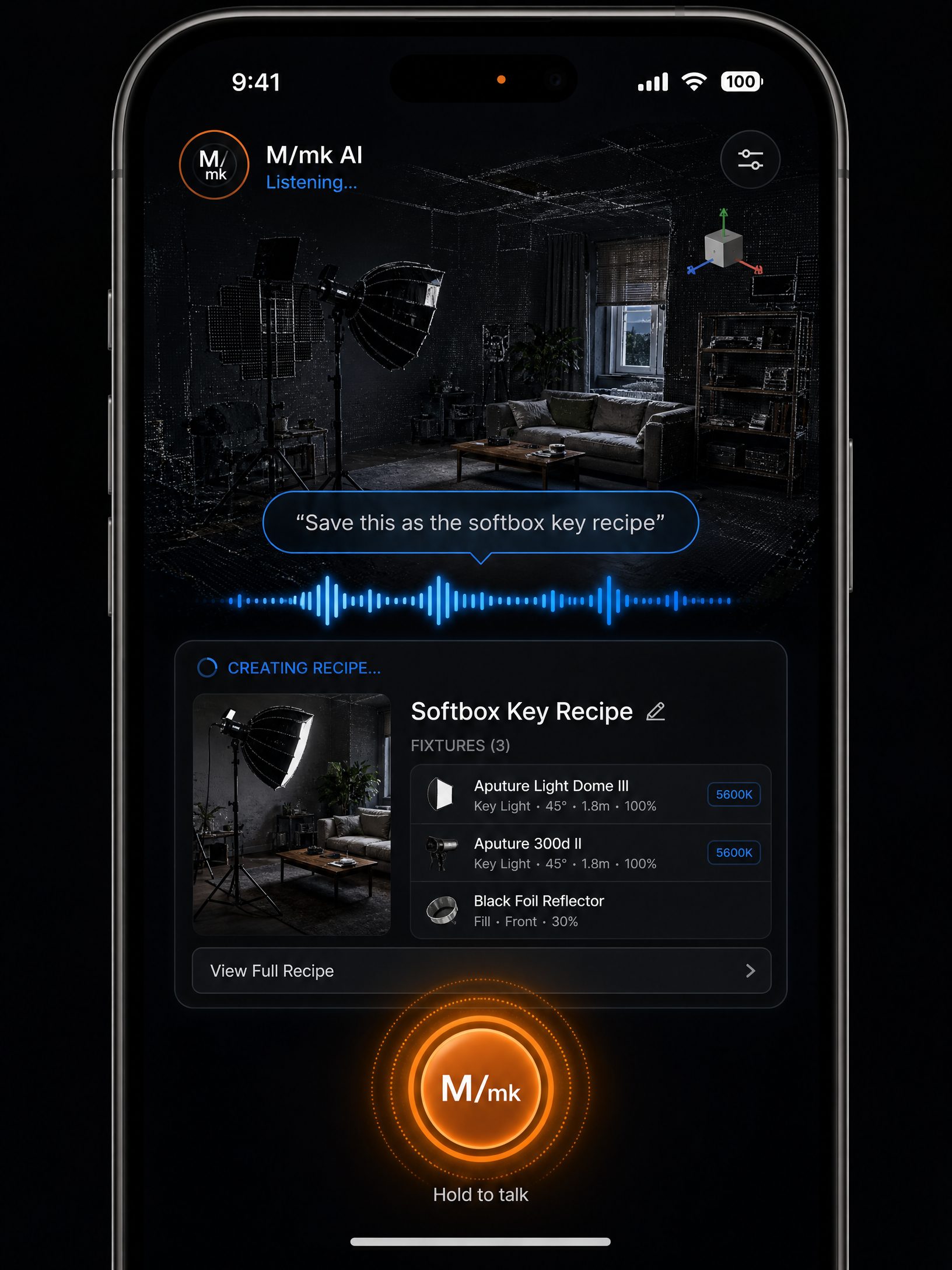 M/mk AI voice recipe capture